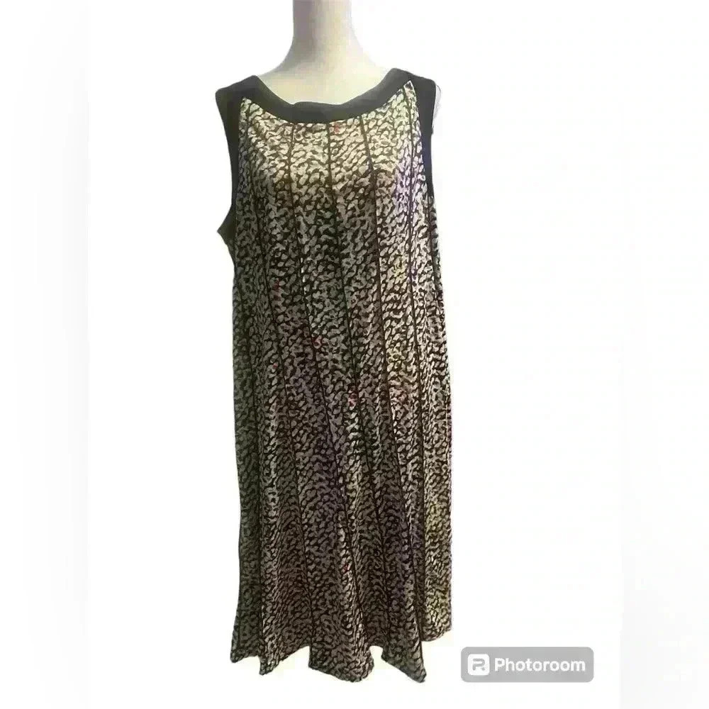 Perceptions Woman A Line sleeveless stretch dress with black trim size 2X
